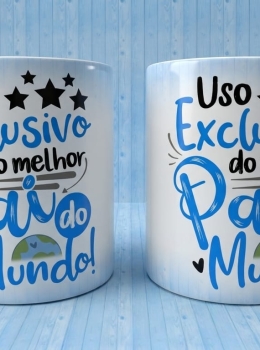 Caneca Dia dos Pais + Chaveiro MDF